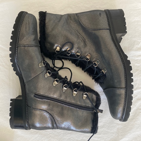 Peter Kaiser Leather Lace Up Ankle Boots Silver Gray - Picture 10 of 16